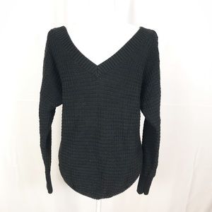 VICTORIA’S SECRET Black Cotton V-Neck Sweater-Med
